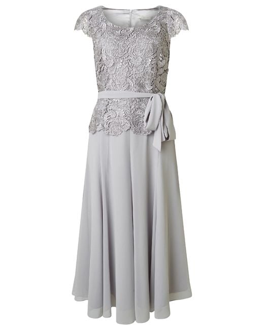 Jacques Vert Gray Lace Bodice Chiffon Dress