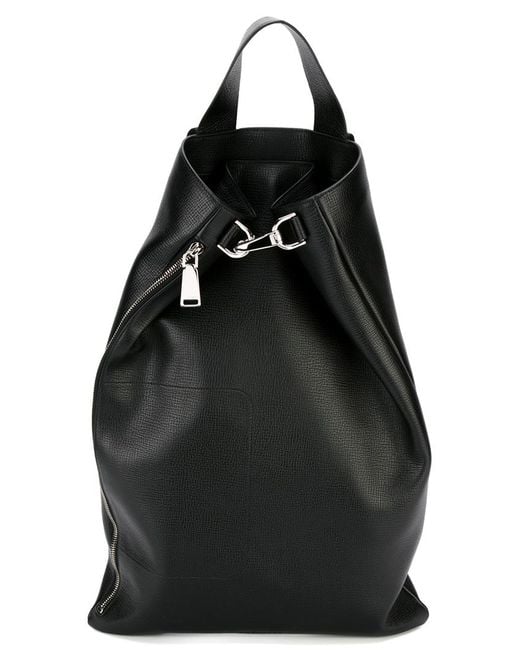 Jil Sander Black Leather Backpack for men
