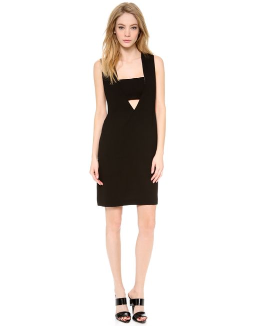 T By Alexander Wang Black Low V Dress with Bandeau