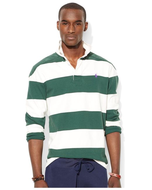 Polo Ralph Lauren Striped Rugby Shirt in Green for Men | Lyst