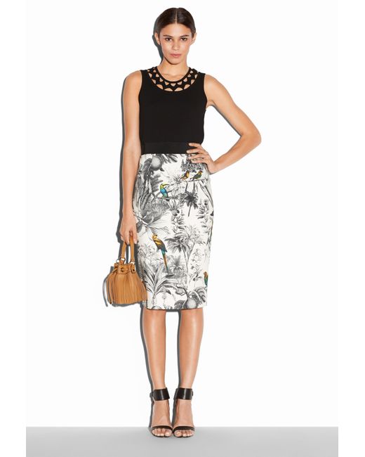 MILLY Multicolor Tropical Toile Midi Pencil Skirt