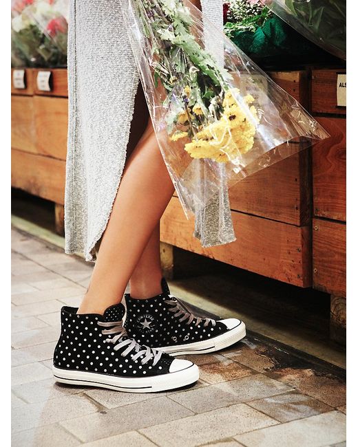 Converse Polka Dot Hi Top Chucks in Black | Lyst