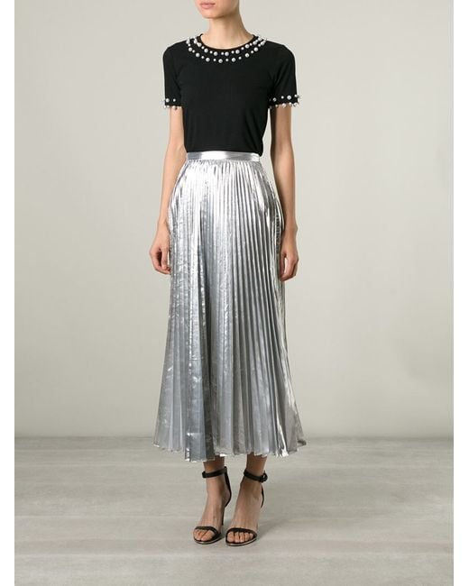 DKNY Metallic Pleated Maxi Skirt