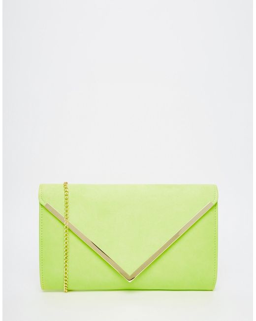 ALDO Ldo Structured Foldover Clutch Bag In Lime Green
