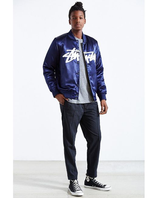 Stussy Stock Satin Jacket in Blue for 