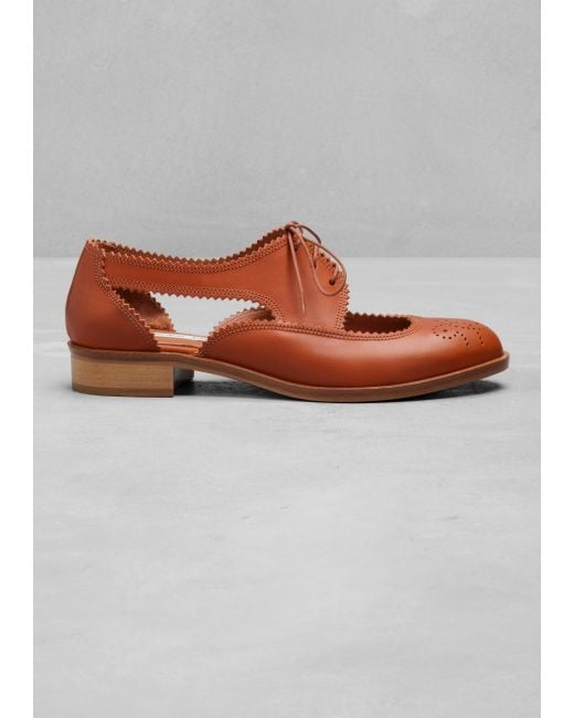 & Other Stories Brown Leather Cut-Out Brogues