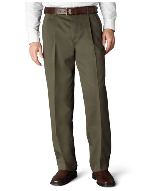 Dockers Green D4 Relaxed Fit Comfort Khaki Pleated Pants for men