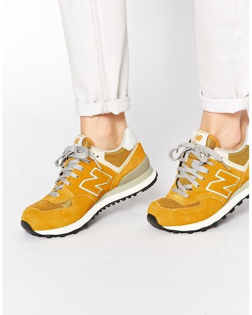 New Balance 574 Yellow Suede/Mesh Sneakers | Lyst Canada