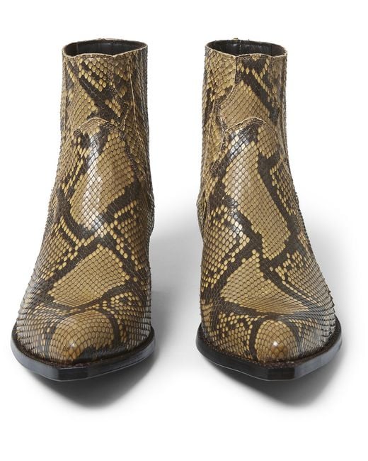 Saint Laurent Python Cowboy Boots in Brown for Men | Lyst