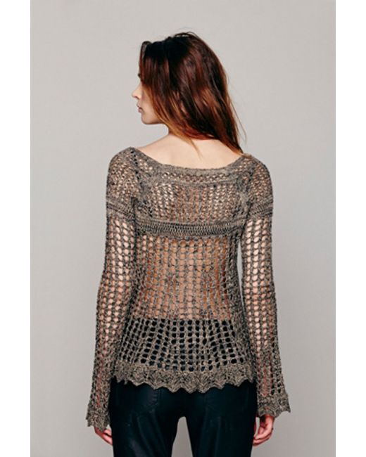 Free People Black Annabelle Crochet Pullover
