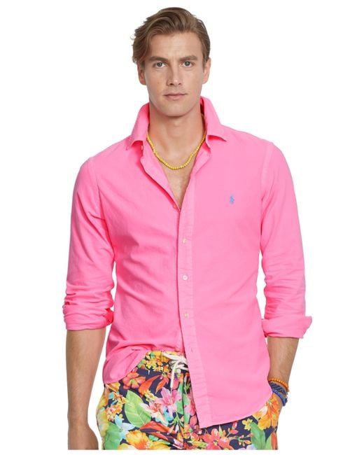 Polo Ralph Lauren Pink Solid Oxford Shirt for men