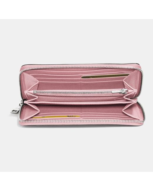 COACH Accordion Zip Wallet In Embossed Textured Leather in Metallic Lyst