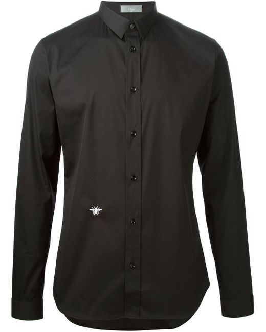 Dior Homme Black Embroidered Bee Shirt for men