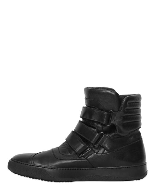 BB Bruno Bordese Black Velcro Nappa Leather High Top Sneakers for men