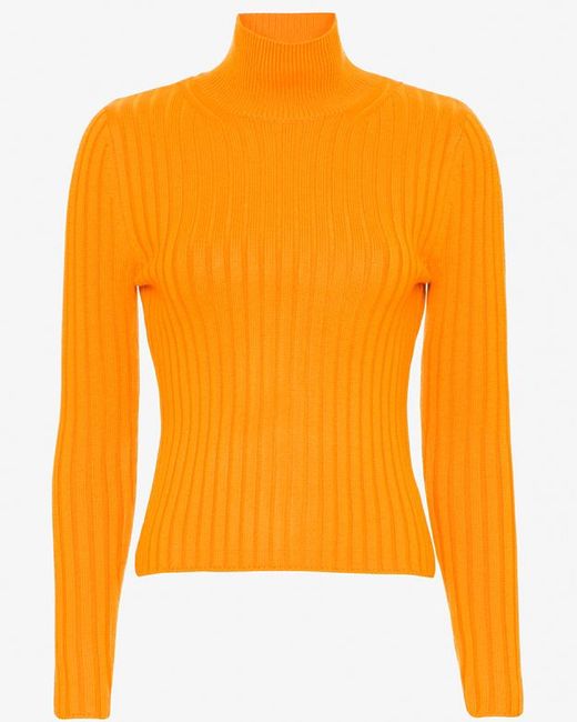 bright orange turtleneck