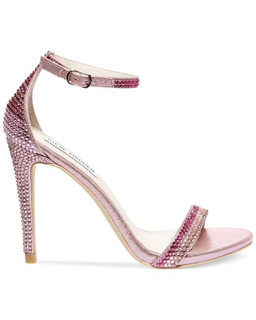 Steve Madden Pink Women's Stecy Rhinestone Two-piece Sandals