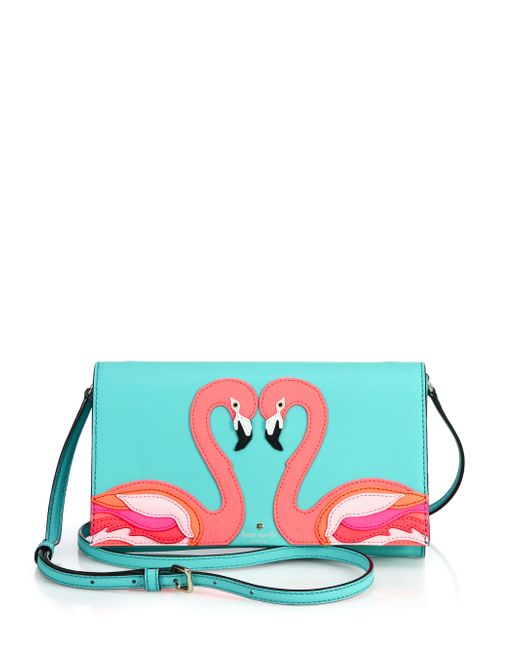 Kate Spade Flamingo Saffiano Leather Crossbody Bag in Blue Lyst