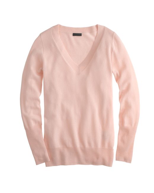 J.Crew Pink Italian Cashmere V-neck Sweater