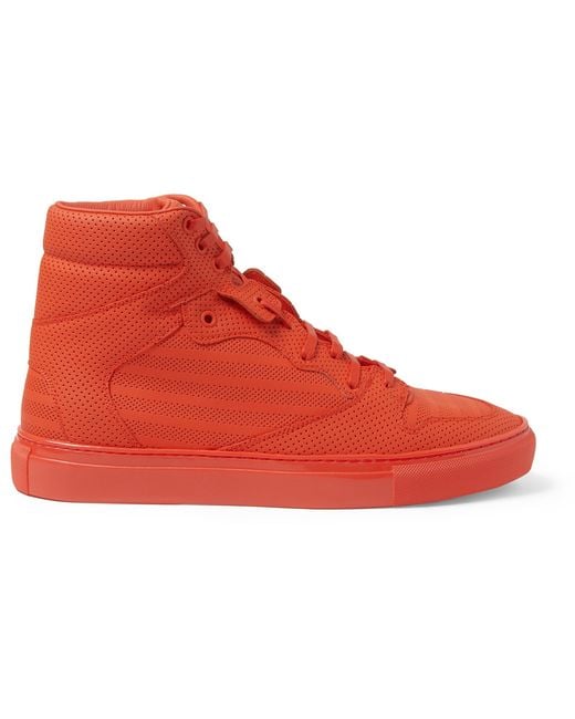 Pleated High-Top Sneakers in Red for Men | Lyst