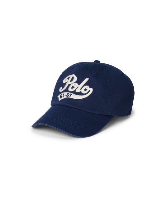 Polo Ralph Lauren Blue Embroidered Chino Baseball Cap for men