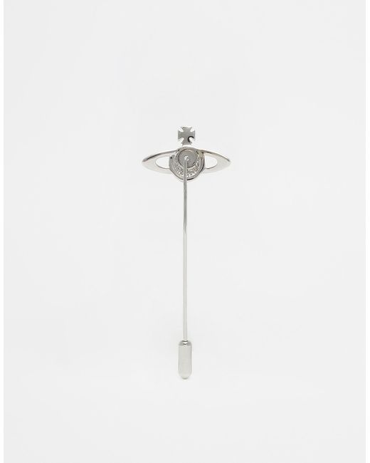 Vivienne Westwood Metallic Crystal Orb Lapel Pin for men
