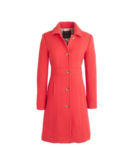 J.Crew Red Tall Double-cloth Lady Day Coat With Thinsulate