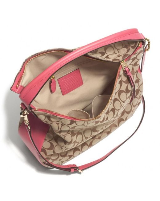 バッグ Coach Signature Pink Bleecker Bag COACH Bleecker Sullivan Hobo Bag in Signature Fabric in Pink