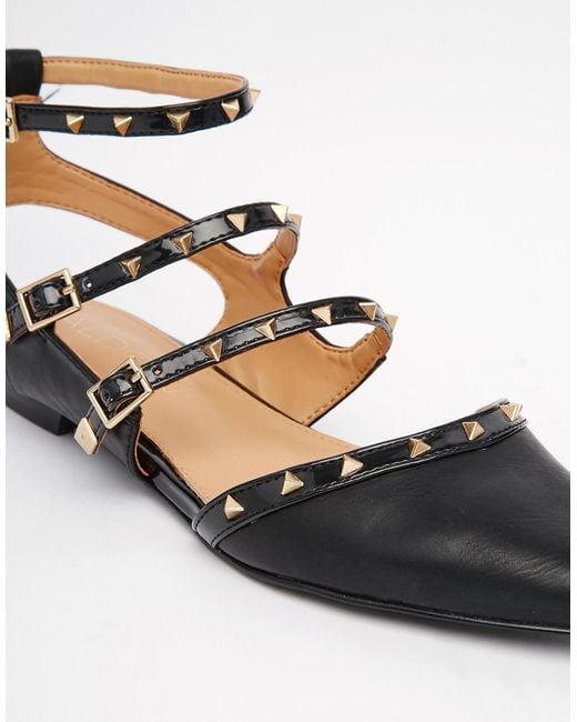 ALDO Ldo Zerah Black Studded Flat Black Shoes Lyst
