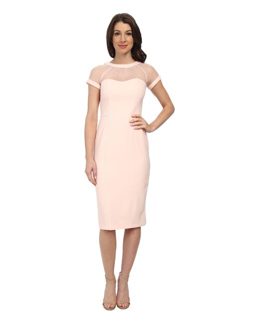 Maggy London Pink Illusion Top Crepe Dress