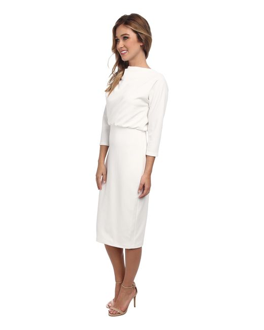 Badgley Mischka White Boatneck Day Dress