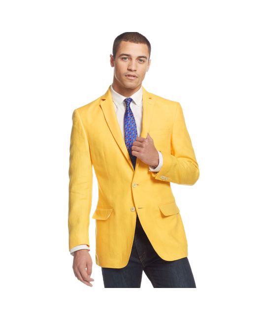 Sean John Color Linen Sport Coat in Yellow for Men | Lyst