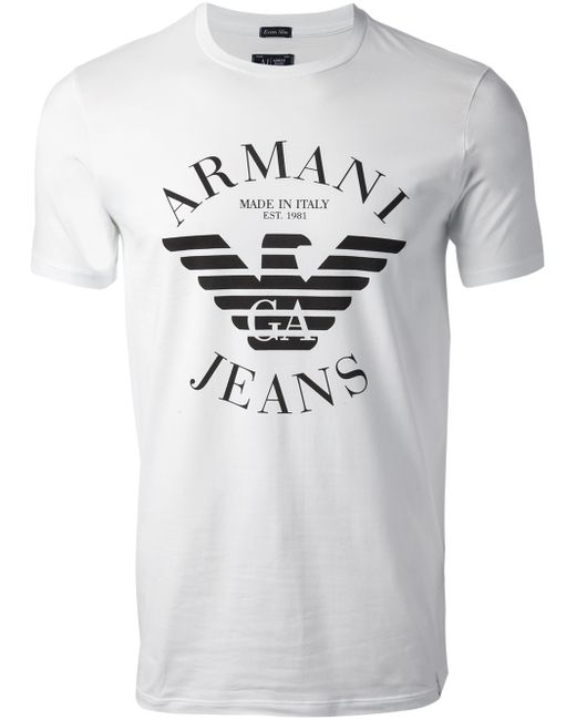 Armani Jeans Logo Tshirt in White for 