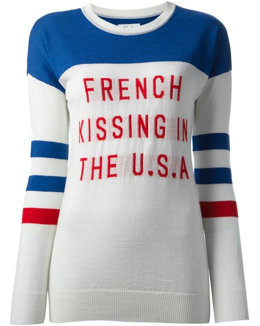Zoe Karssen White French Kissing in The Usa Sweater