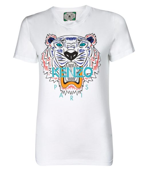 KENZO White Cotton Tiger Tshirt for men