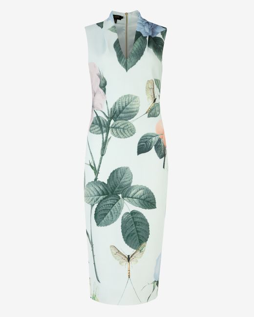 Ted Baker Green Distinguishing Rose Midi Dress