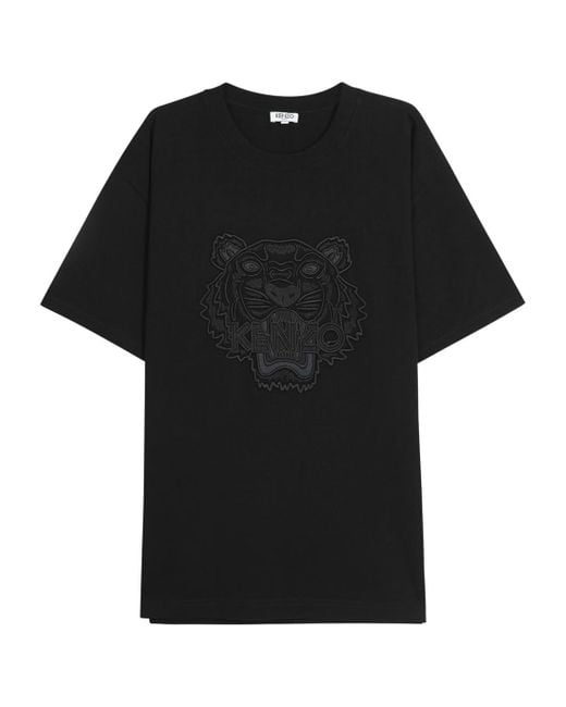 KENZO Black Tiger-embroidered Cotton T-shirt for men