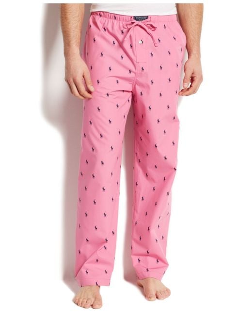 Polo Ralph Lauren Pink Allover Pony Pajama Pants for men