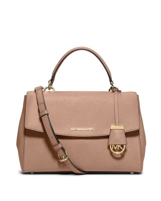 MICHAEL Michael Kors Ava Large Saffiano Leather Satchel in Pink | Lyst