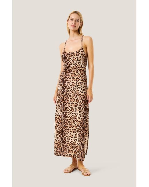 4giveness Natural Abito Lungo Leopard Basic