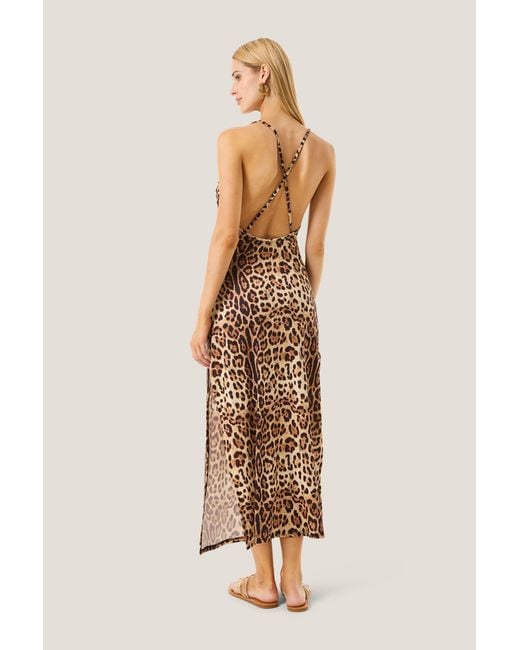 4giveness Natural Abito Lungo Leopard Basic