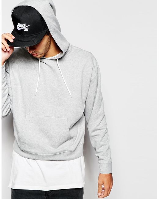 ASOS Oversized Cropped Hoodie In Gray for Men Lyst