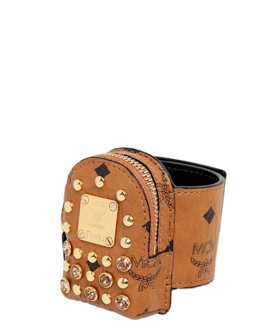 MCM Metallic Coated Canvas Coin Purse Cuff Bracelet