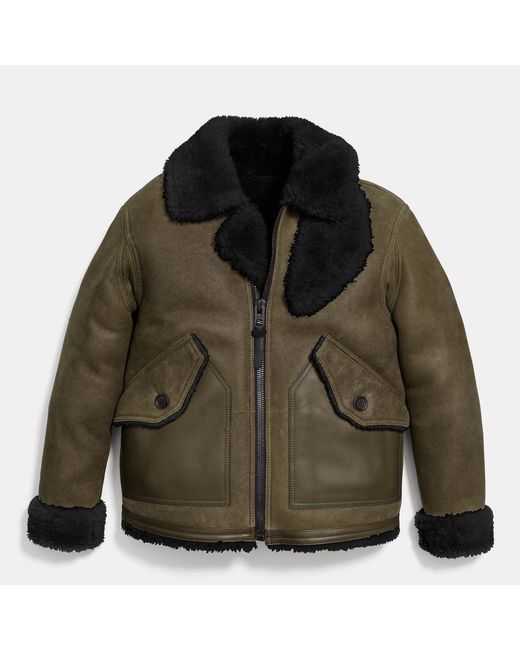 coach shearling jacket men