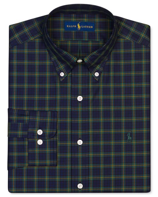 Polo Ralph Lauren Blue Hunter Green Plaid Dress Shirt for men
