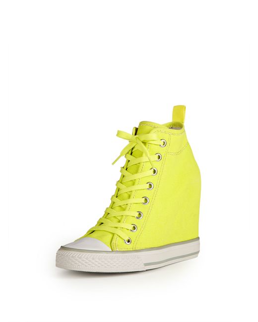 neon wedge sneakers