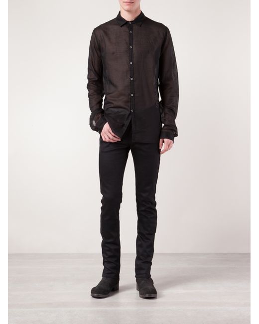 Poeme Bohemien Sheer Dress Shirt in Black for Men | Lyst