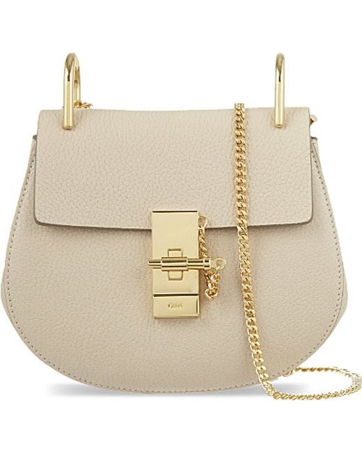 Chlo Drew Mini Leather Cross-body Bag in Beige (Abstract white ...