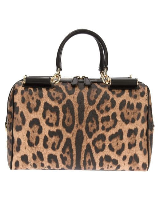 Dolce & Gabbana Boston Leopard Print Bag in Brown | Lyst UK