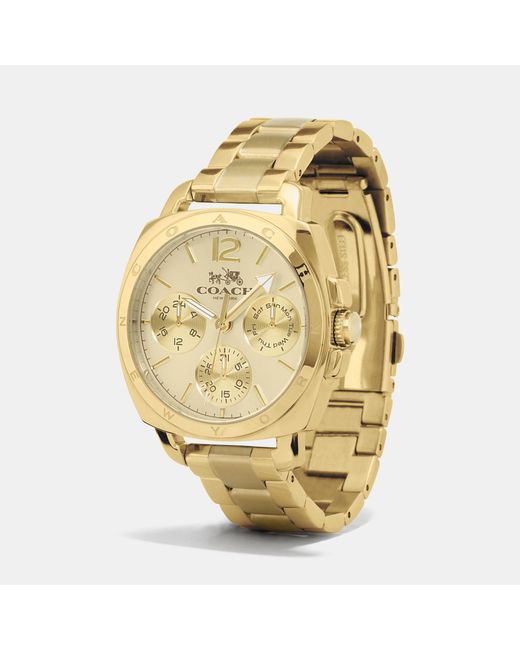 COACH Metallic Boyfriend 38mm Gold Plated Multifunction Bracelet Watch