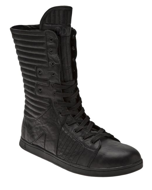 ODD. Black Lace-Up Mid-Calf Sneakers for men
